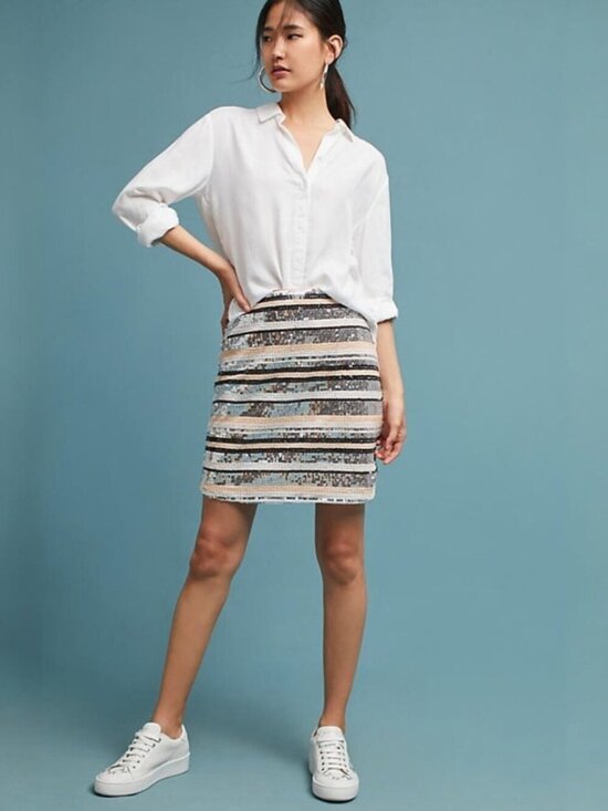 Anthropologie Dresses & Skirts - NWT Anthropologie Striped Sequin Mini Skirt by ISLA MAUDE (size S)
